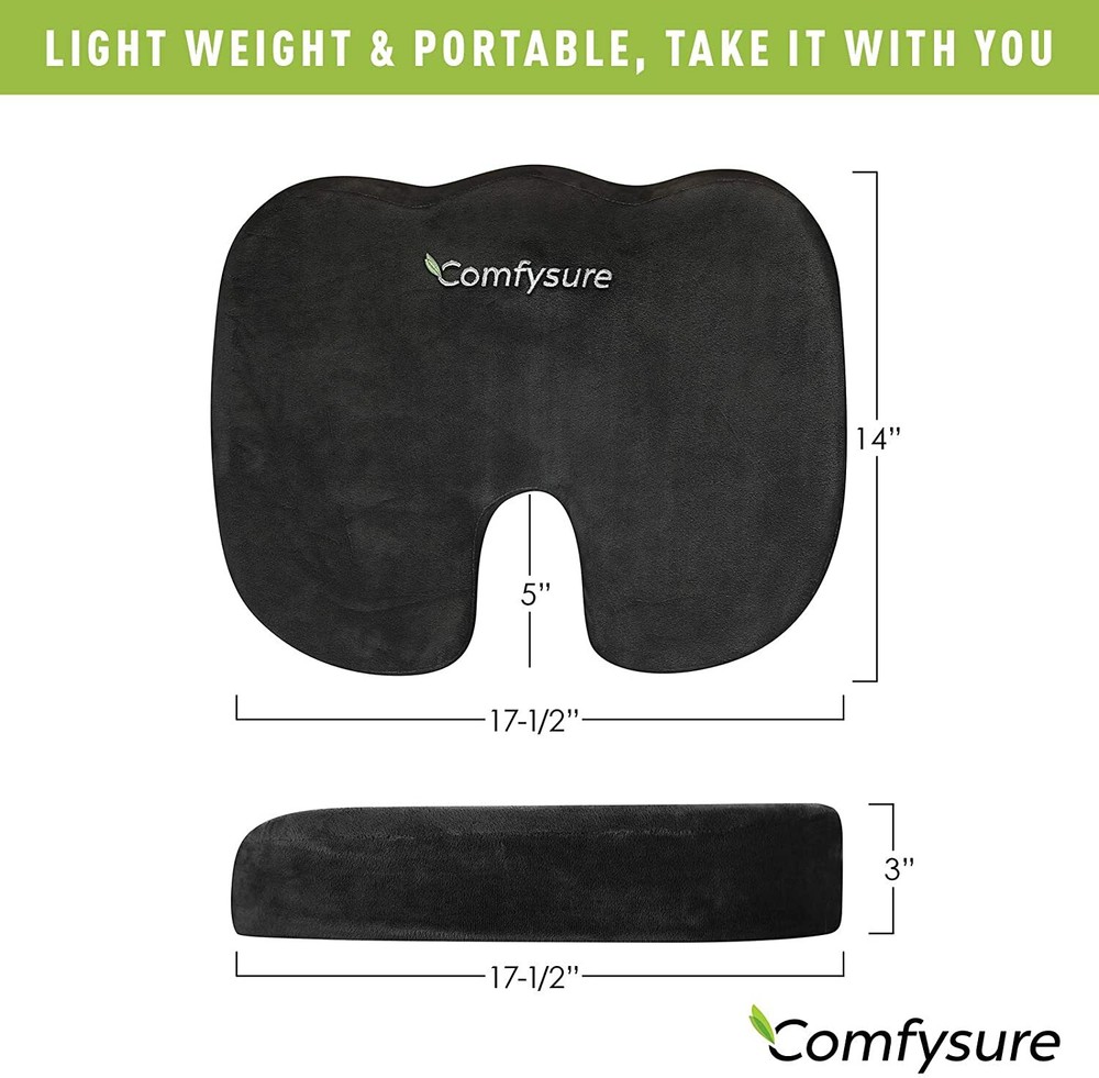 Comfysure Memory Foam Car Seat Cushion Lower back support pillow - Black