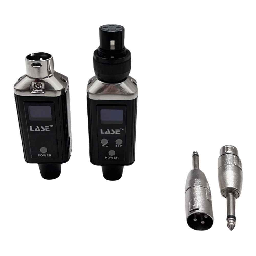 LASE UHF Wireless Microphone System XLR Mic Adapter 48V Transmitter & Receiver