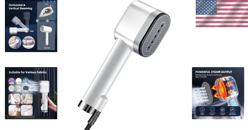 Versatile Mini Fabric Steamer: Vertical & Horizontal Steam, Leak-Free Design