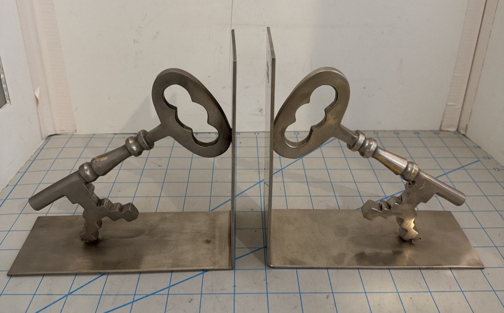 Metal Skeleton KEY Bookends Heavy