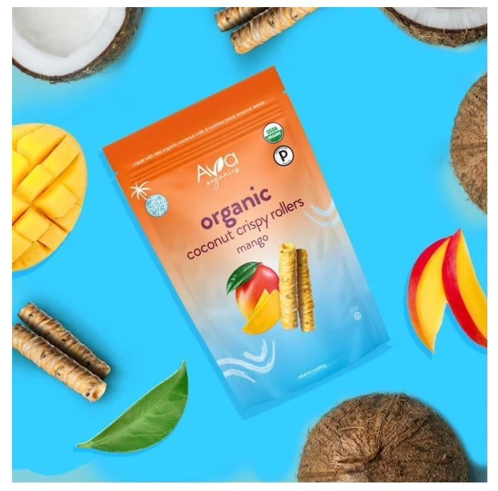 2 pack Ava Organics Mango Coconut Crispy Rollers, 14.1 oz. Fast Dispatch