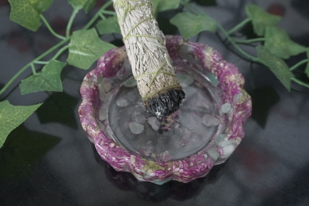 Crystal/Gemstone Sacred Geometry Ashtray Handmade 