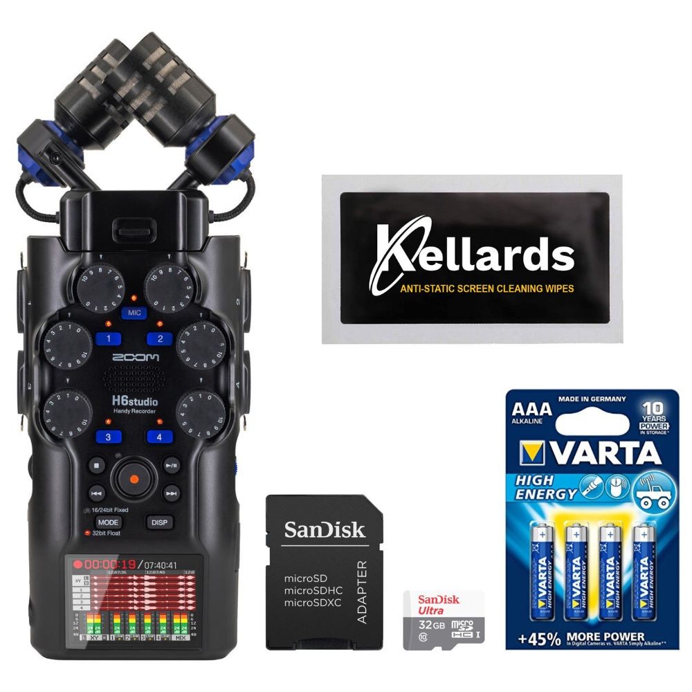 Zoom H6studio 6-Track Handy Recorder Bundle with 32GB microSDHC & AAA Set