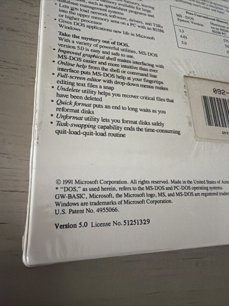 Vintage Microsoft MS-DOS Operating System Ver 5 on 5.25 Disks SEALED MTD