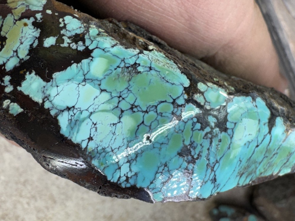 Hubei turquoise rough , solid spiderwebs nuggets in multi colored