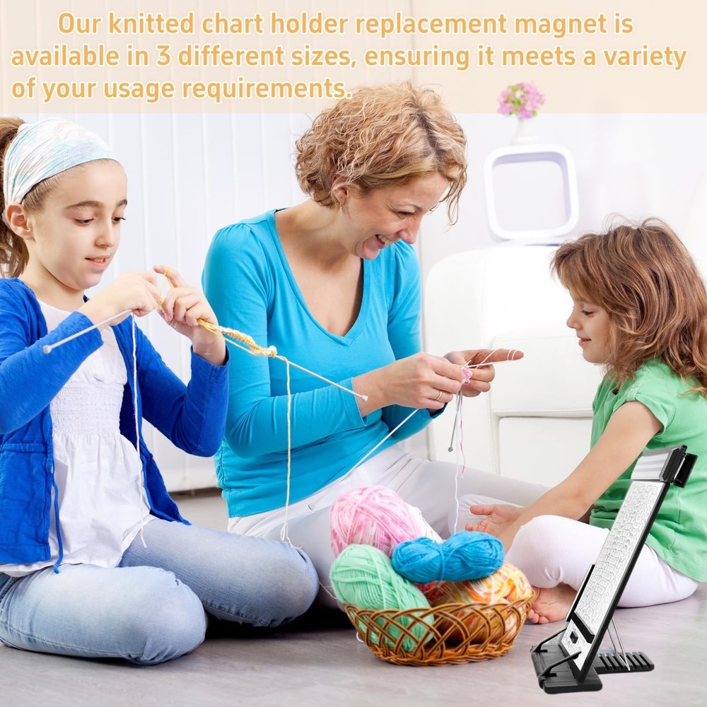 Knitting Pattern Holder with 4 Replacement Black Magnets, Knitting Chart Keep...