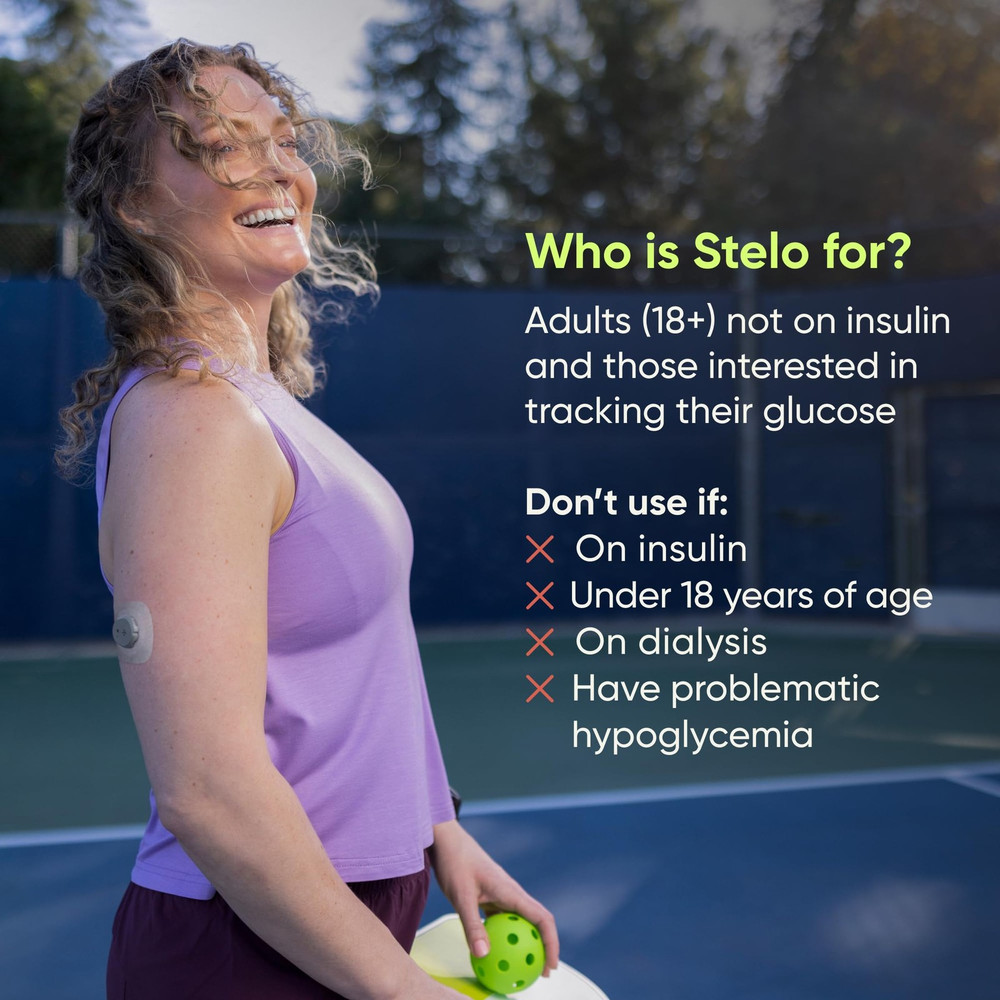 Stelo Glucose Biosensor by Dexcom CGM 2-Pack – 24/7 Glucose Tracking