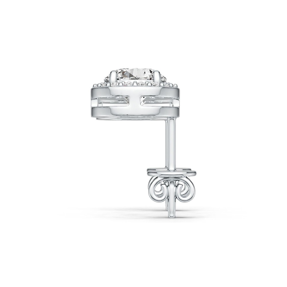 Sterling Silver Semi Mount Earrings Setting Round RD 6.5mm Halo Stud