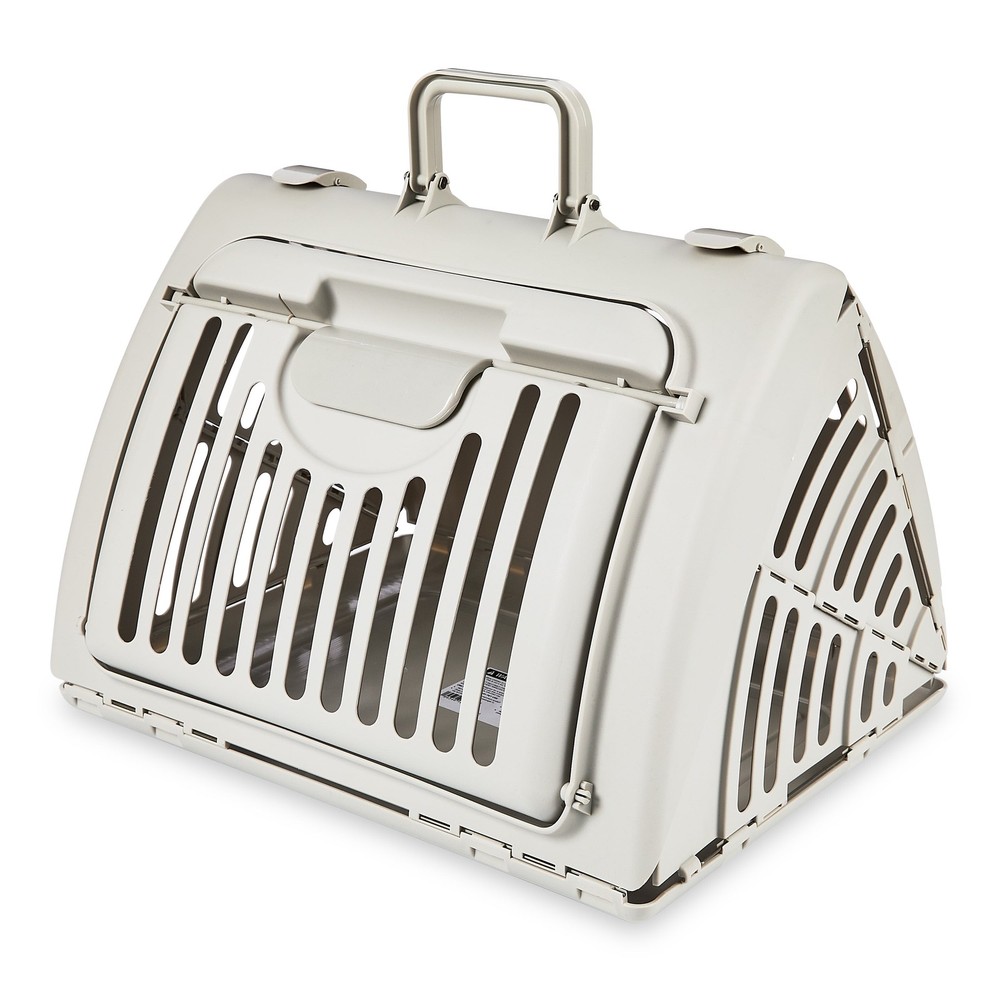 Foldable Plastic Travel Cat Carrier, Gray, One Size