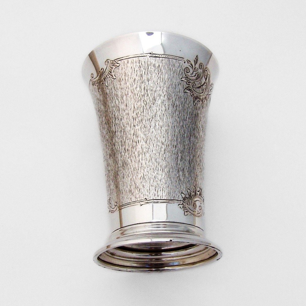 German Textured Footed Beaker Wilhelm Binder 800 Standard Silver