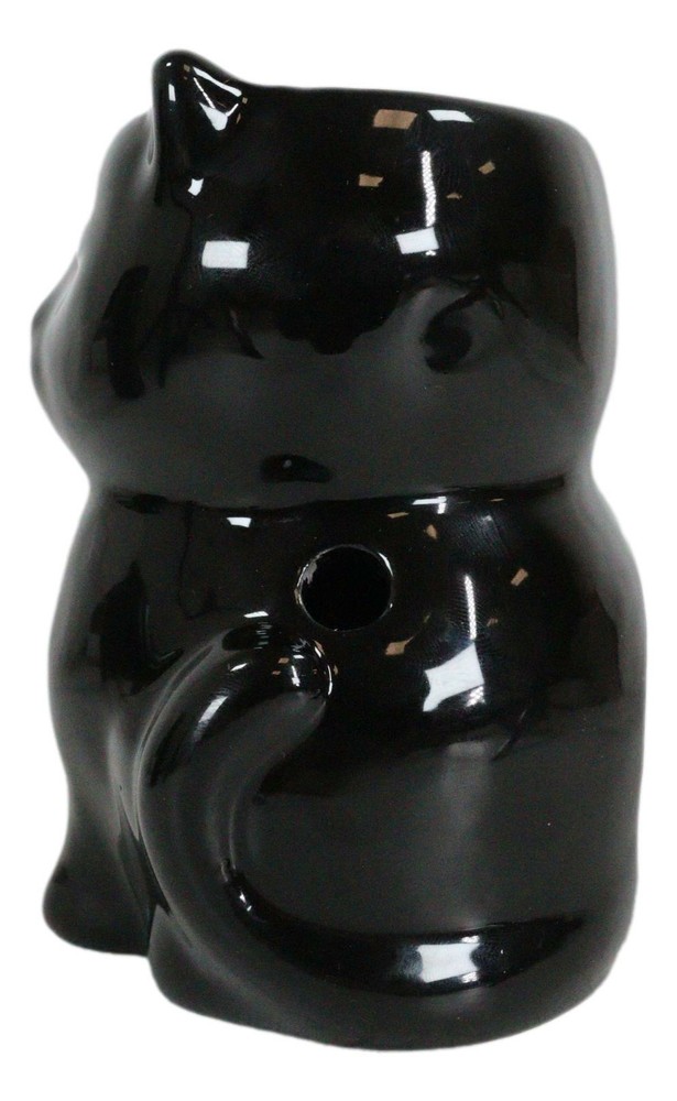 Ebros Black Cat Ceramic Oil Burner Diffuser Home Decor
