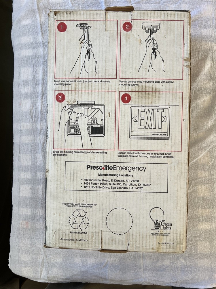 PEXEmergency Exit Sign LED Red Letters Battery Backup Double-Sided Mountable NEW