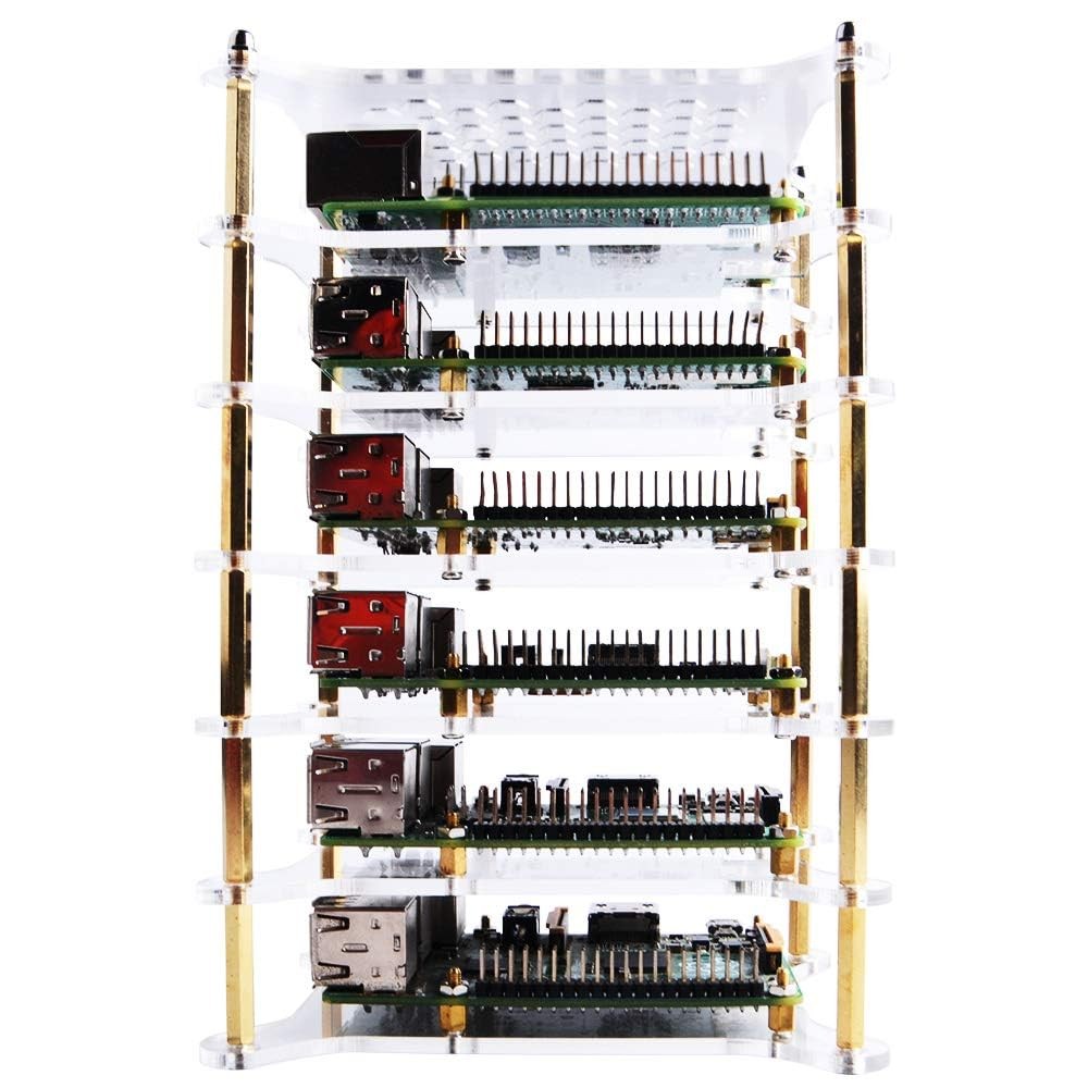 6 Layer Stackable Clear Acrylic Rack Case Heatsink Raspberry Pi 4 3 2