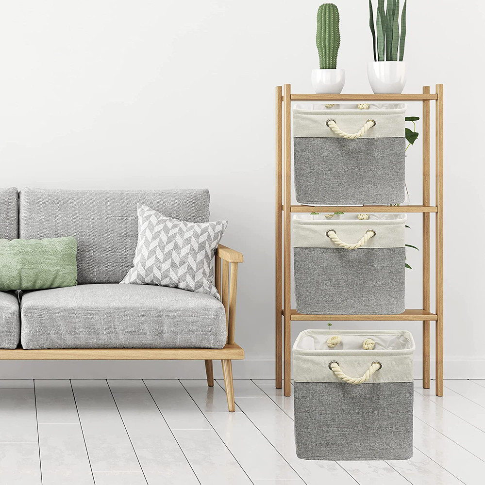Fabric Storage Cubes, 13" x 13" Storage Bin, 3 Pack, Gray