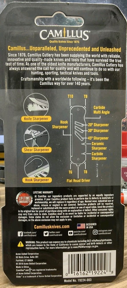 Camillus GLIDE™ Sharpener – Knife, Shear & Hook Sharpener – Multi-Angle Ceramic