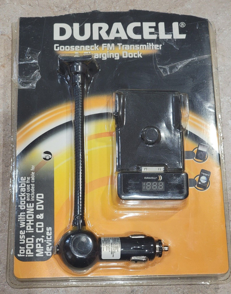 Duracell Gooseneck FM Transmitter & Charging Dock DU1815 Dockable Ipod Iphone