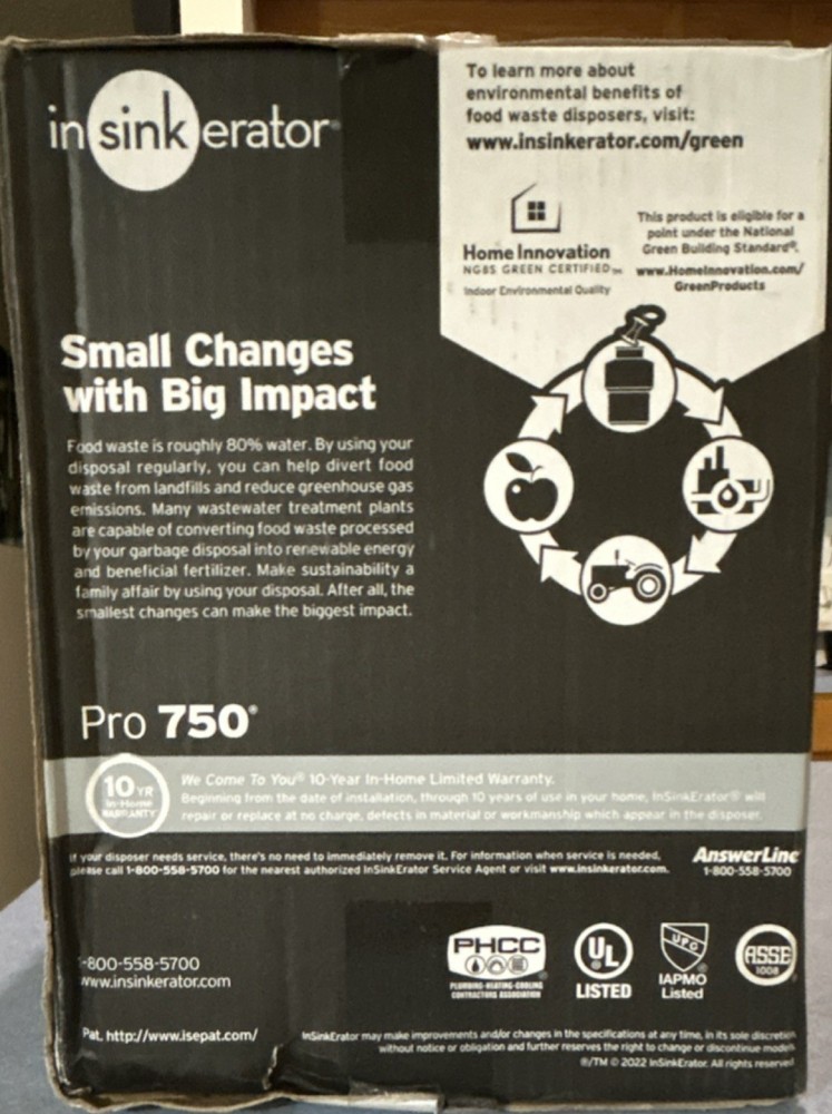 InSinkErator Pro 750 3/4 HP Garbage Disposal, Three Stage, SoundSeal, MultiGrind