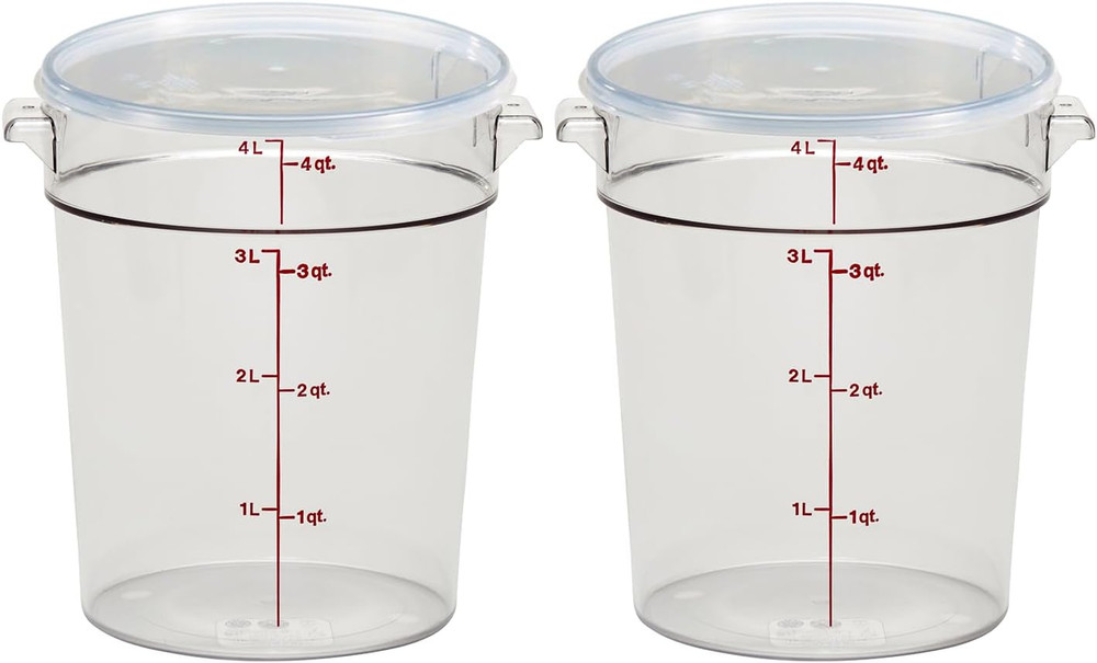Food Storage Container with Lid (2 Pack) - round Series - 4 QT (Quart) - Commerc