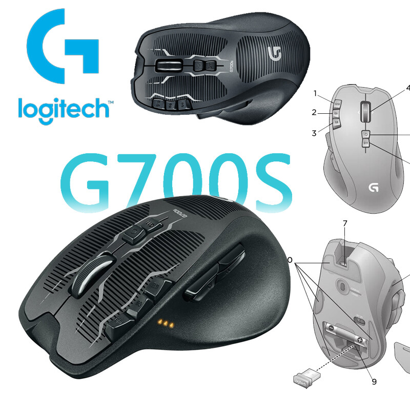 Logitech Logicool G700S Rechargeable 13 Button Gaming Mouse Wireless Working