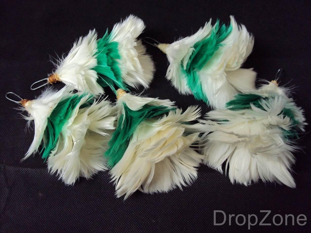 Military White / Green / White Feather Hackle / Plume