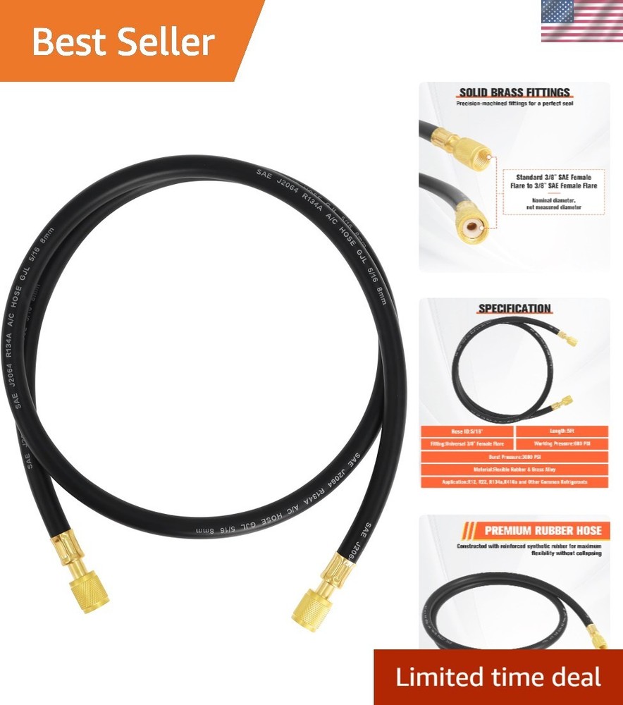 High-Pressure 5FT HVAC Hose with Zero-Leak Performance for Refrigerant Systems