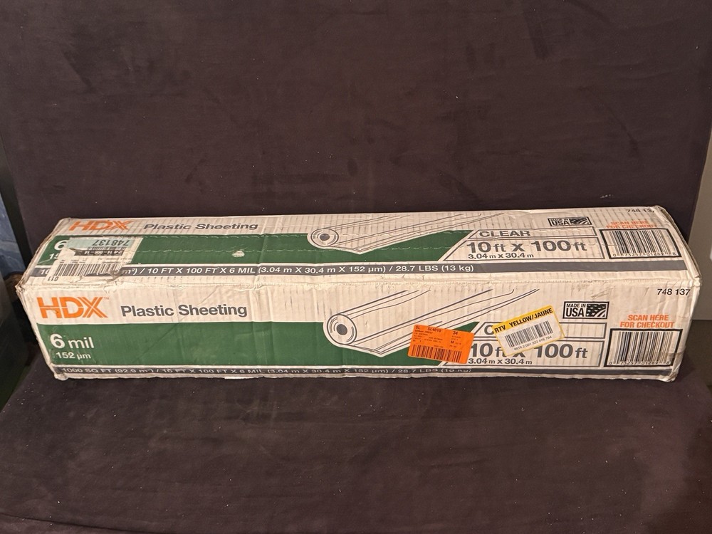 10 ft. x 100 ft. Clear 6 mil. Plastic Sheeting Heavy Duty Polyethethylene