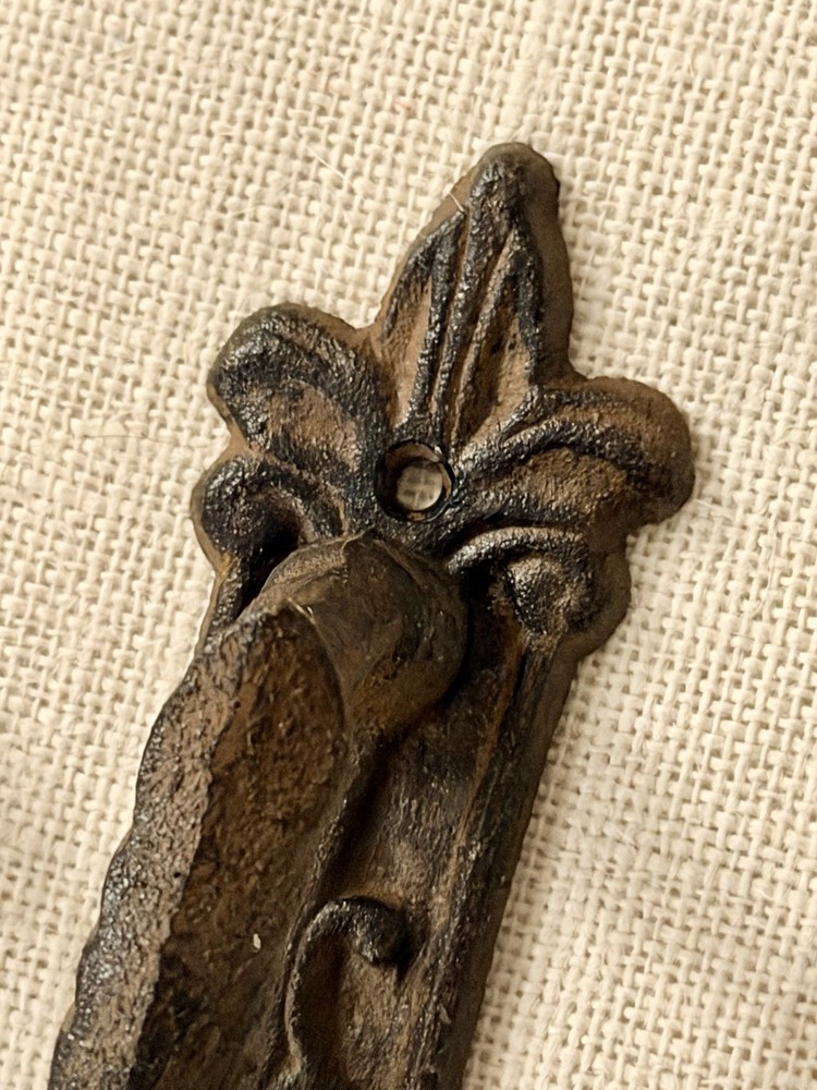 2 Large Victorian Door Handle Pull Cast Iron Fleur De Lis Design Rustic Gothic