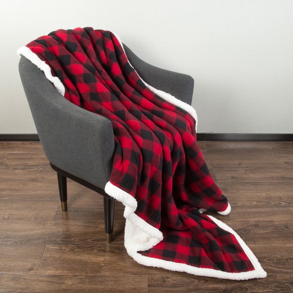 Sherpa Blanket Soft Warm Micro Fleece Plaid Pattern Throw Reversible
