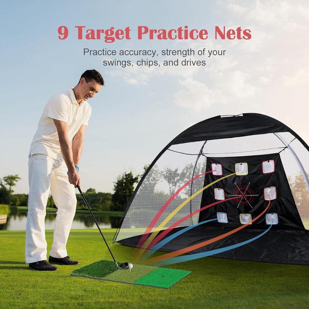 Golf Net, 10 x 7ft Backyard Practice net, Golf Hitting,Driving Net with mat f...