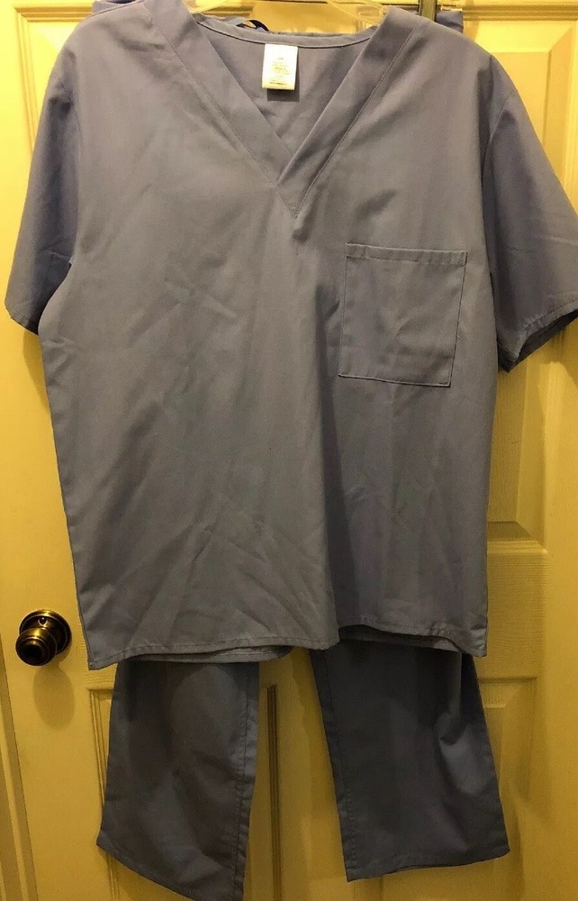 Unbranded Blue Unisex Medium Drawstring Scrub pants And Small Top