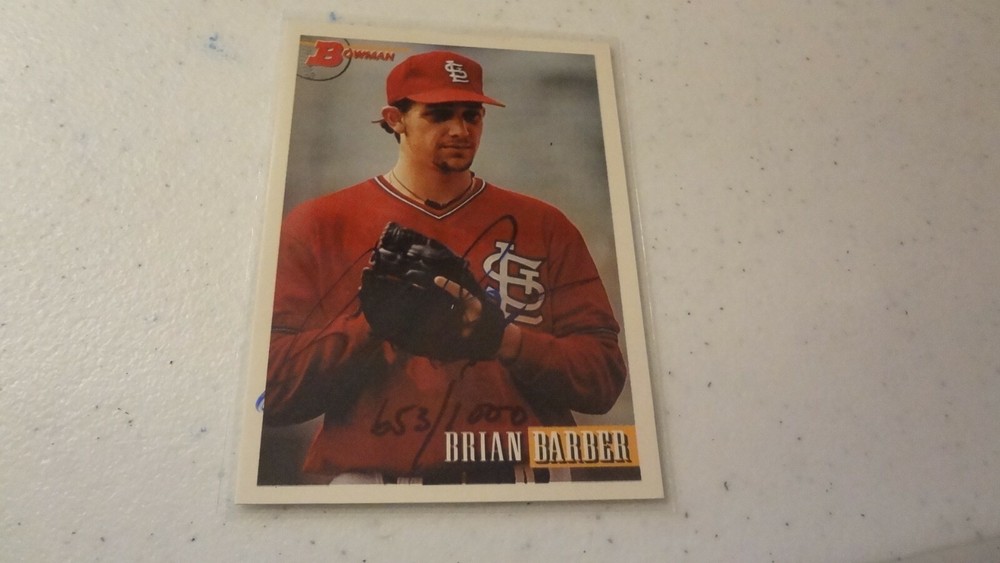 1993 BOWMAN BRIAN BARBER  AUTOGRAPHED BASEBALL CARD