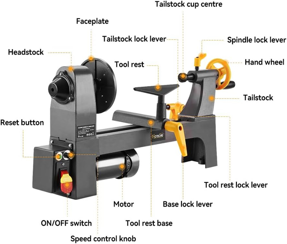 Versatile Mini Wood Lathe - 10" x 13" with Variable Speed & 3-Amp Power
