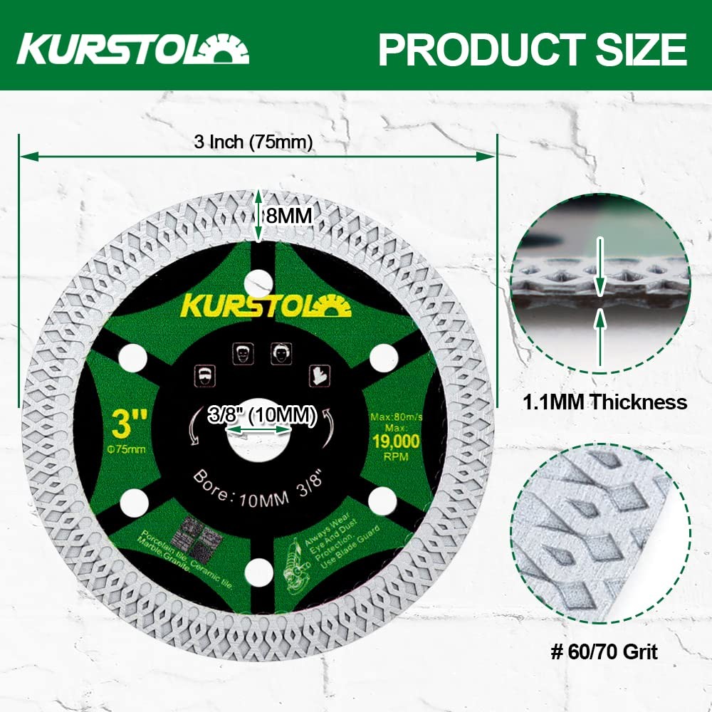 3" Tile Diamond Blade - 2pcs 75mm Super Thin Porcelain Cutting Disc...