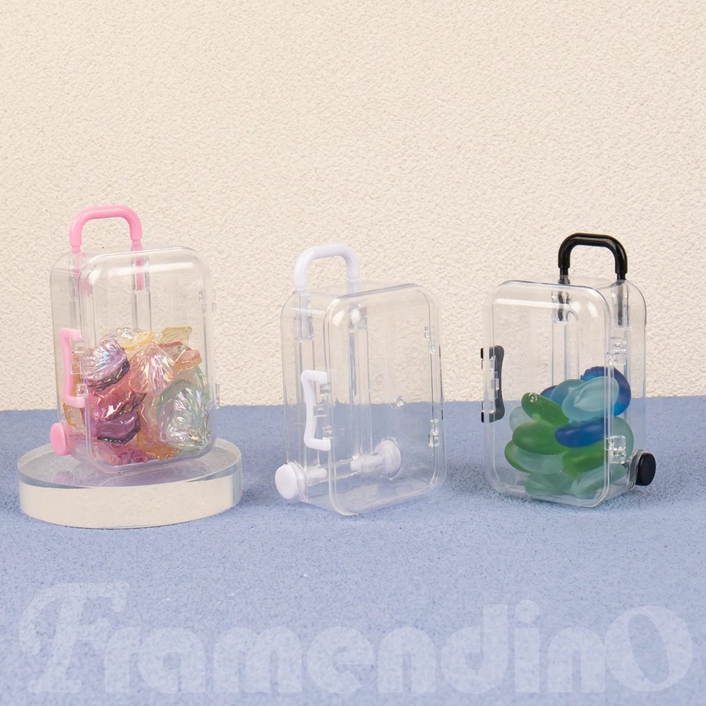 Framendino, 8 Pack Plastic Mini Suitcase Tiny Travel Jewelry Candy Box for Ho...