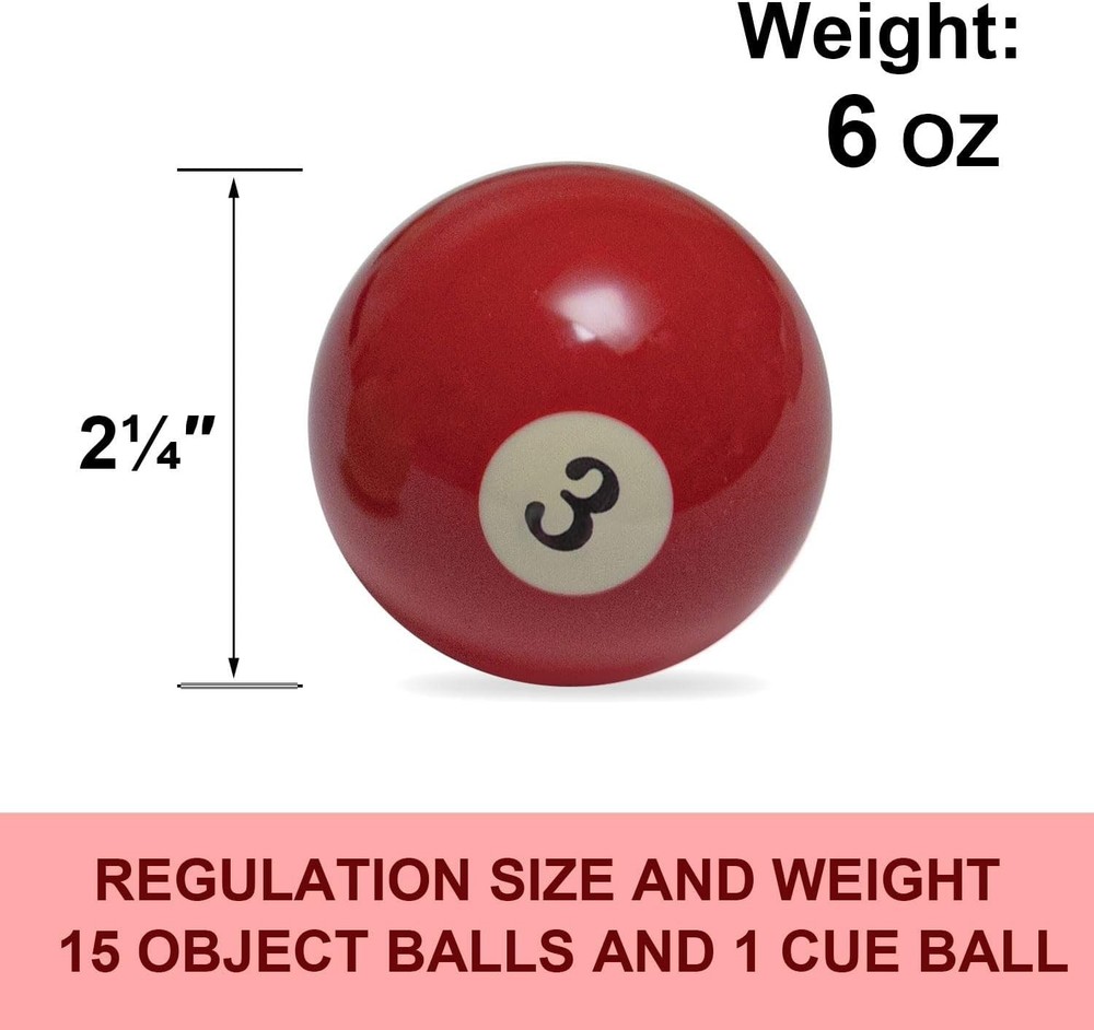 Billiard Balls Set 2-1/4" Regulation Size Pool Table Balls for Replacement