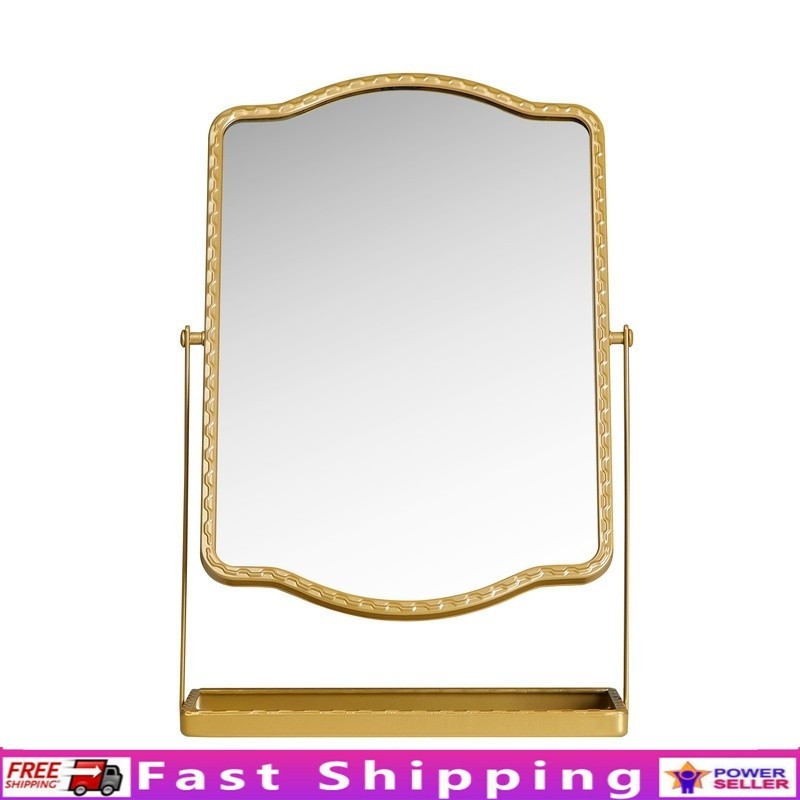 Vintage Table Mirror W/ Built-In Storage Clear Reflection Makeup Organizer New
