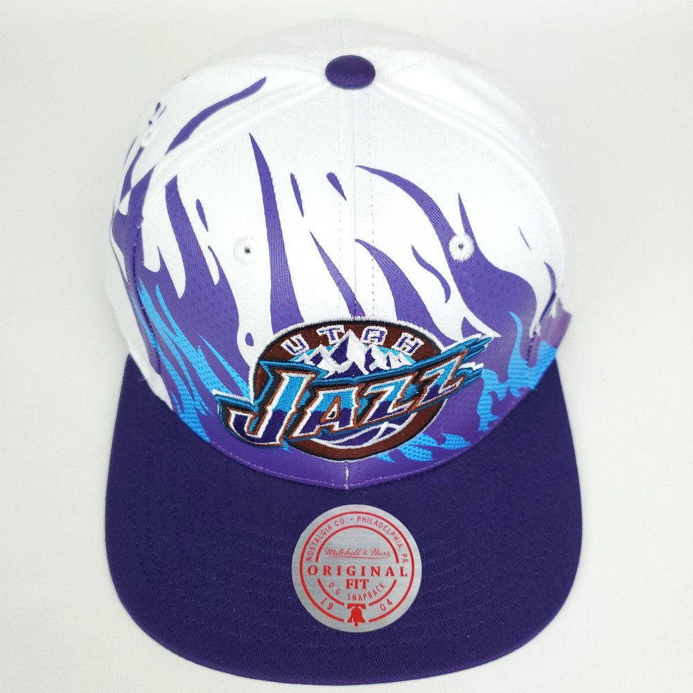 Utah Jazz Mitchell & Ness Snapback Cap Hat 3D Logo Gradient Flame Art NWT