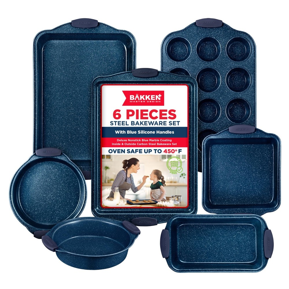 BAKKEN Kitchen Baking Pan Set - Nonstick Coating, Carbon Steel Bakeware Sets