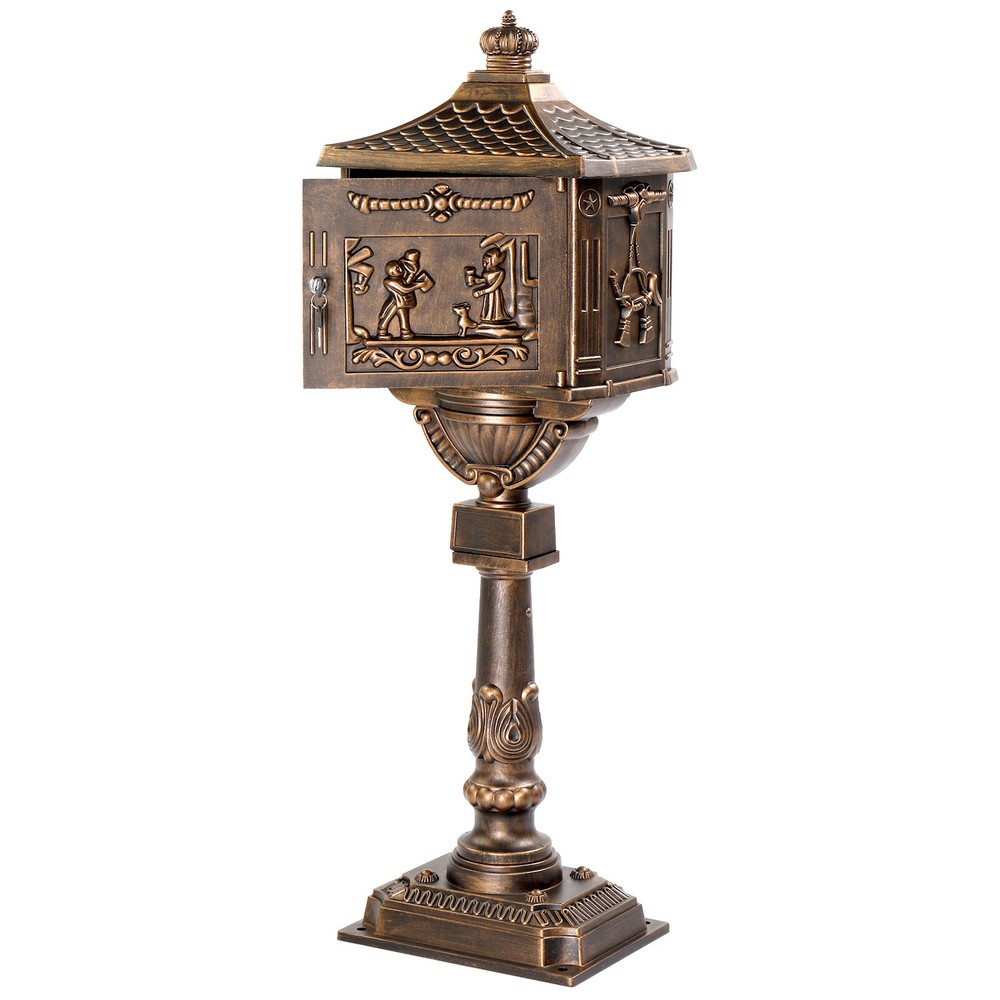 Cast Aluminum Mailbox with Post Postal Box in-Ground Large Security Mailbox