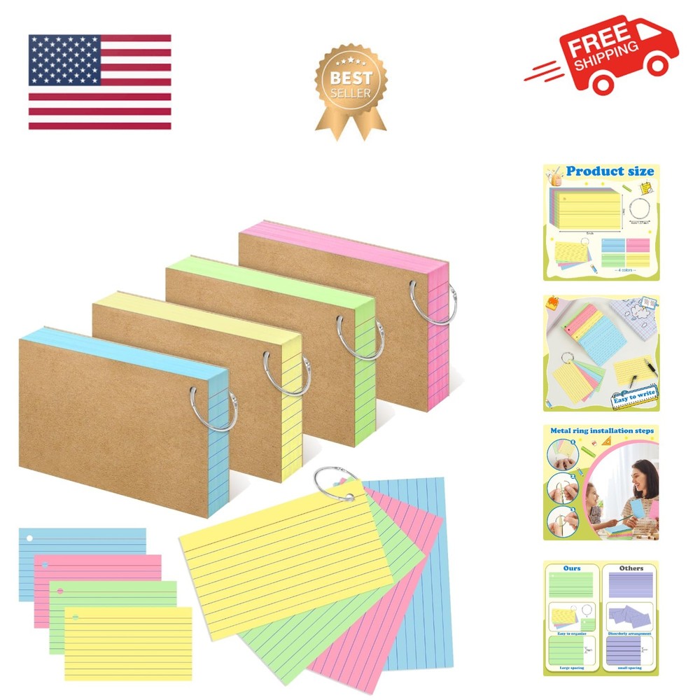 Assorted 3x5 Inch Study Flash Cards - 200 Piece Set for Learning and Lists