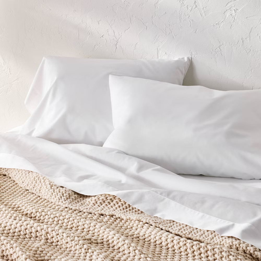 Standard 600 Thread Count Sateen Pillowcases White - Casaluna