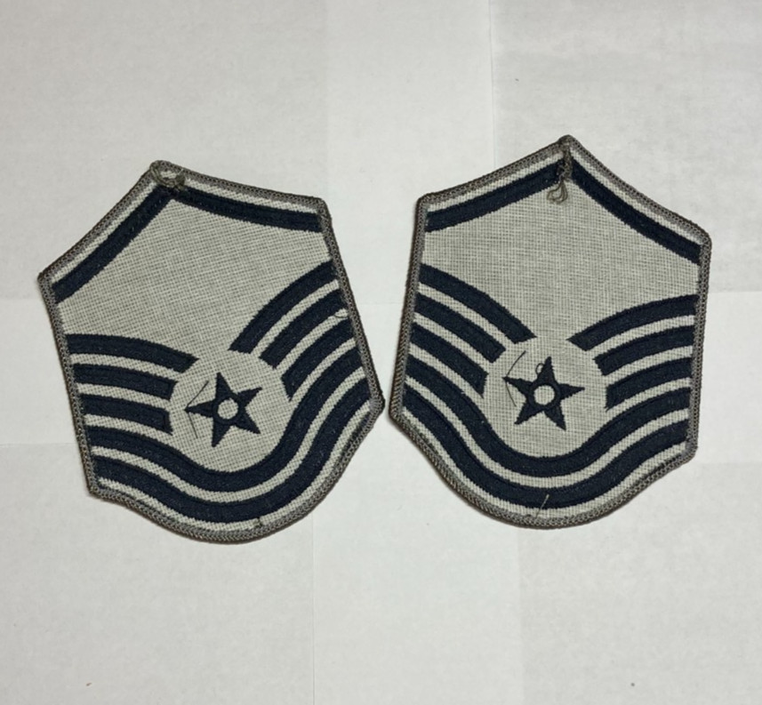 USAF Master Sergeant/MSgt/E-7 Chevron Patches Pair, ABU, Small, 3.5", New