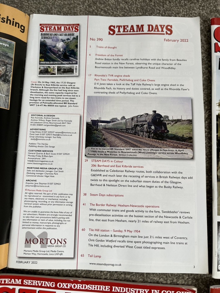 Steam Days Magazine, 2022, 7x Misc Issues,