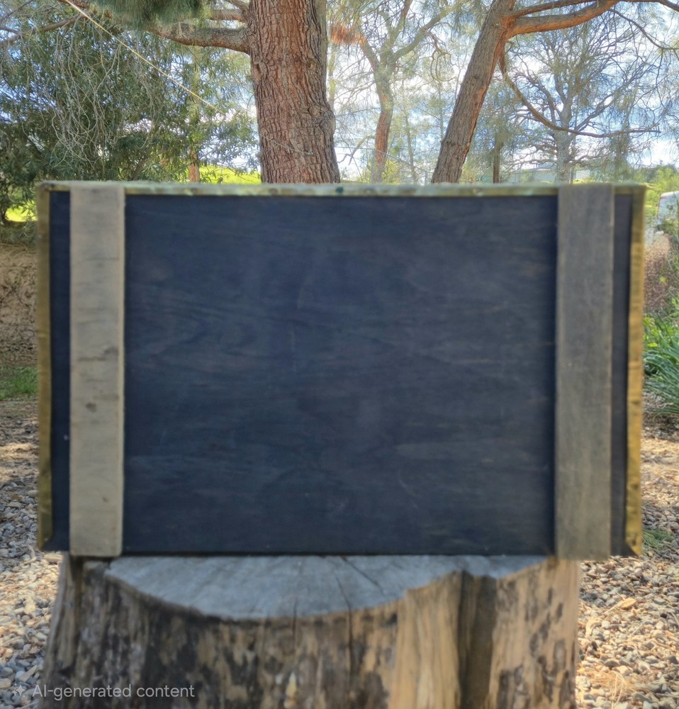 Vintage Hammered Brass On Wood Kindling/Coal Box