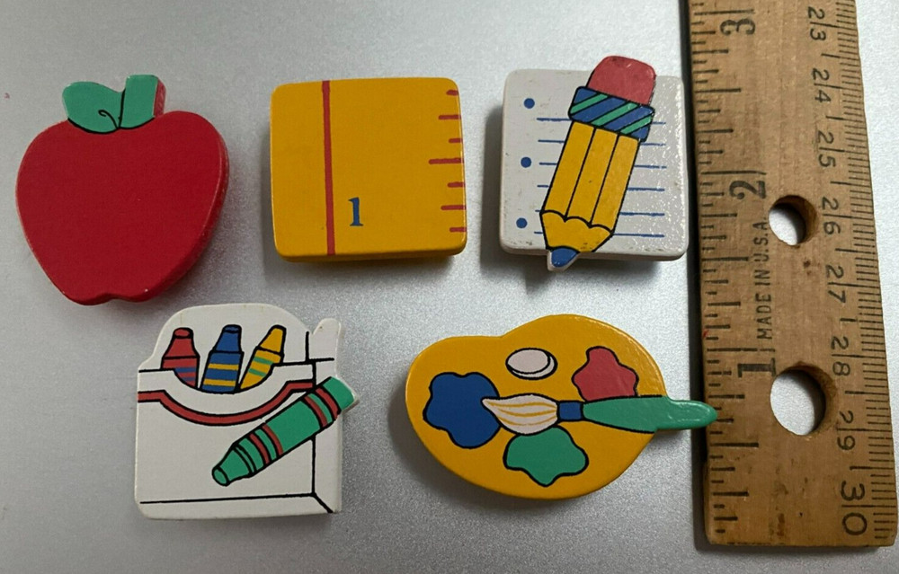 Button Covers with Bright Colored Education & Teacher Theme Design