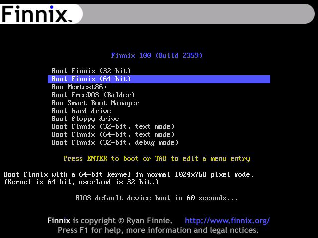 Finnix BOOT CD - Original Utility Live Linux Distribution