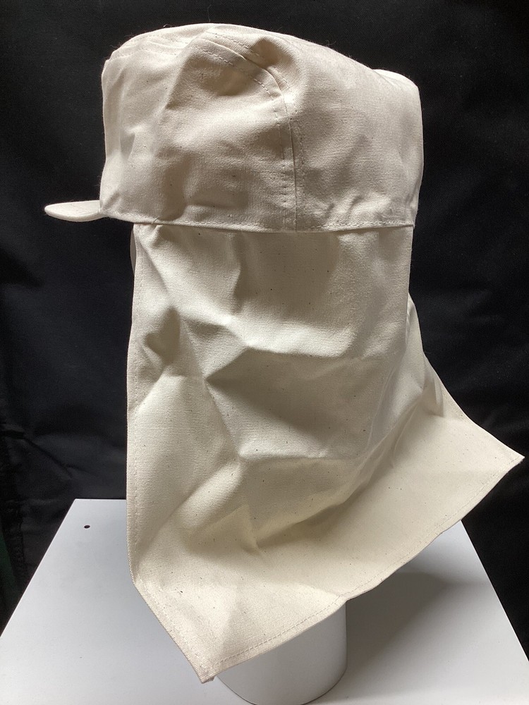 Fisherman hat cotten off white Large neck protector