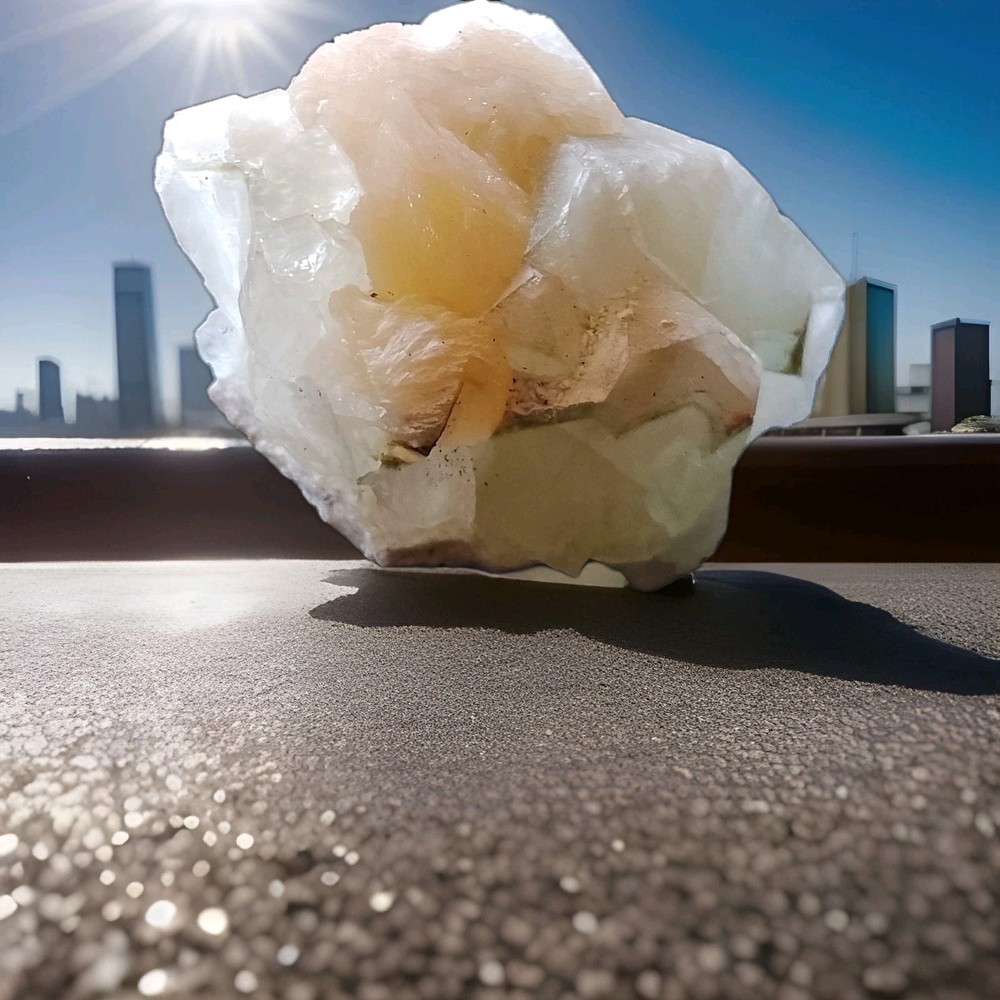 Green Apophyllite with stillbite inclusions