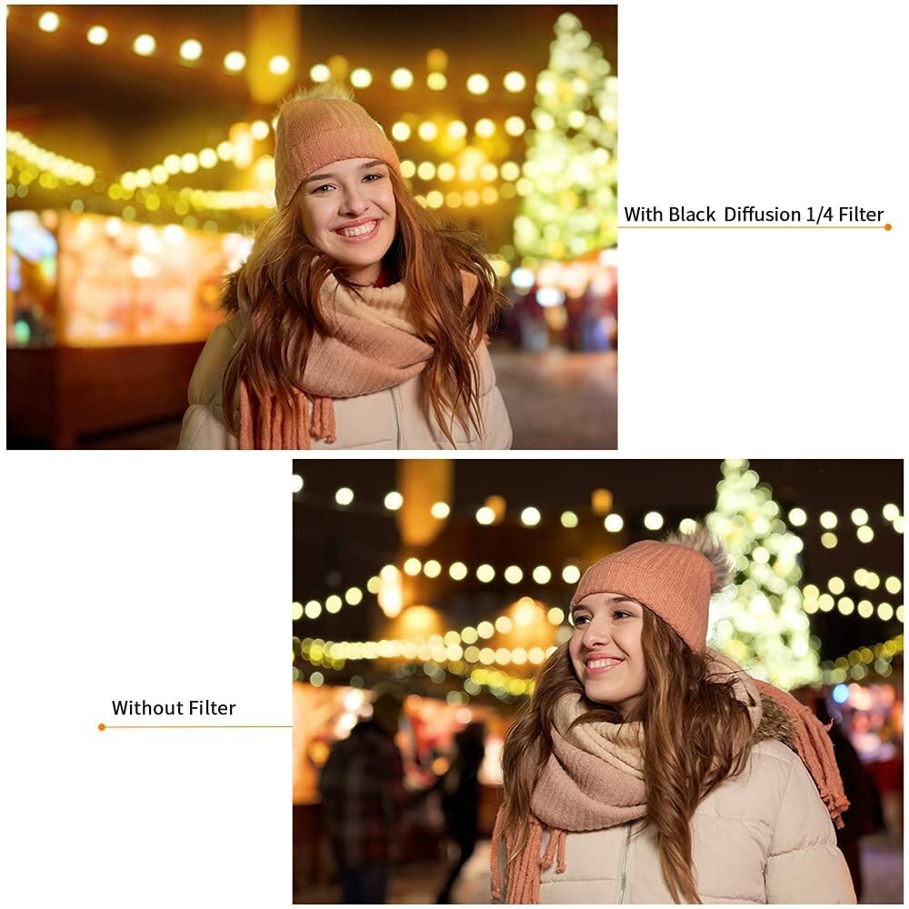 K&F Concept 82mm 1/4 Diffusion Filter Ring Black Mist Filter Double Multi Coated