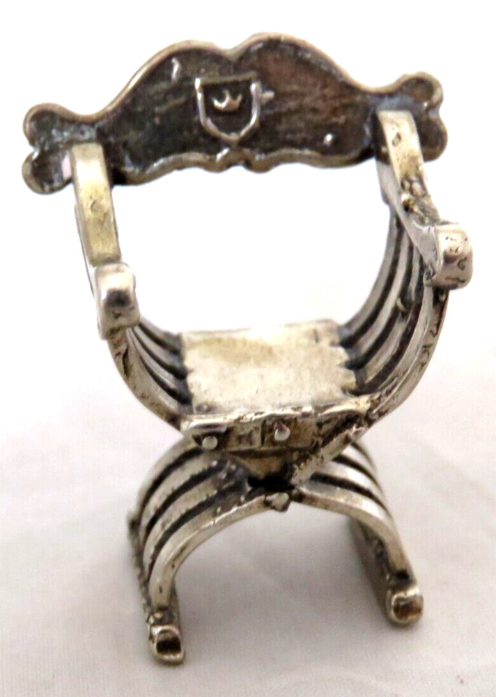 Ideal gift. ANTIQUE DUTCH MINIATURE SOLID SILVER CHAIR . Free postage .